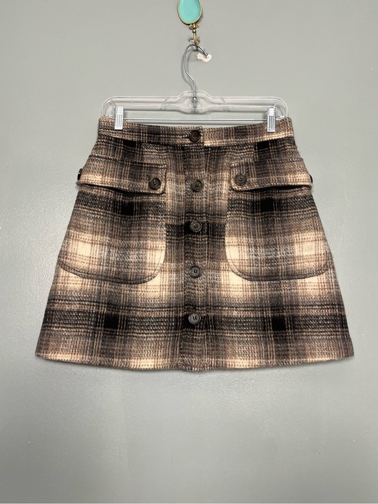Toccin Dresses & Skirts - Toccin Patch Pocket Brown Plaid Mini Skirt A-Line Button Front Womens Size 4 NWT